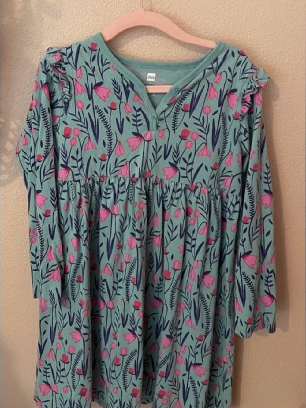 Tea Collection Girls Floral Long Sleeve Dress Size 12 - Picture 2 of 4